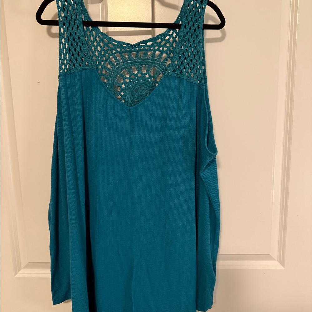 Torrid Turquoise Crochet Back Tank Top